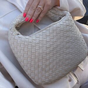 Elegant Cream Woven Handbag